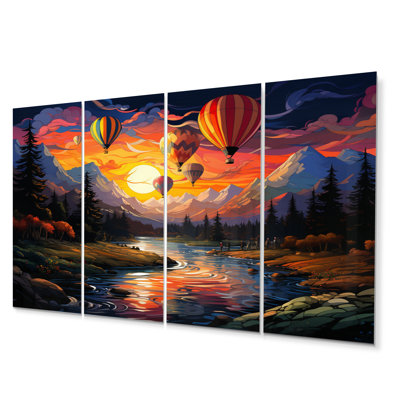 «Colorful Airballoon Views III - Montgolfière», ensemble de reproductions d'art mural en métal