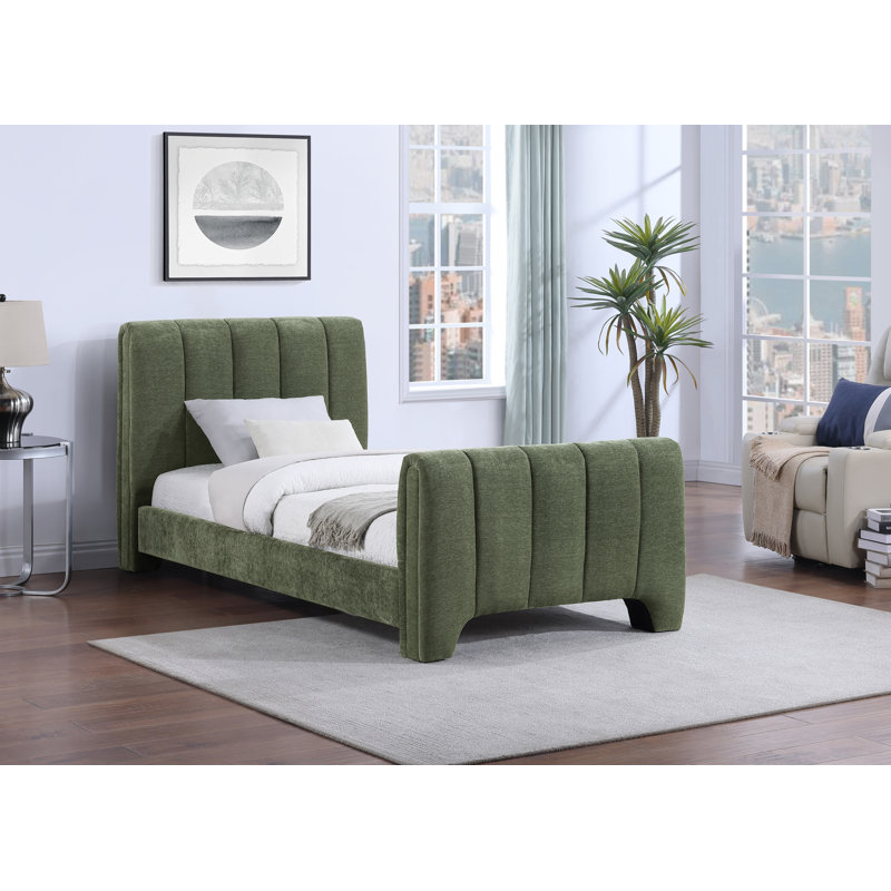 Lit en chenille Zerina, Simple, Tissu chenille vert