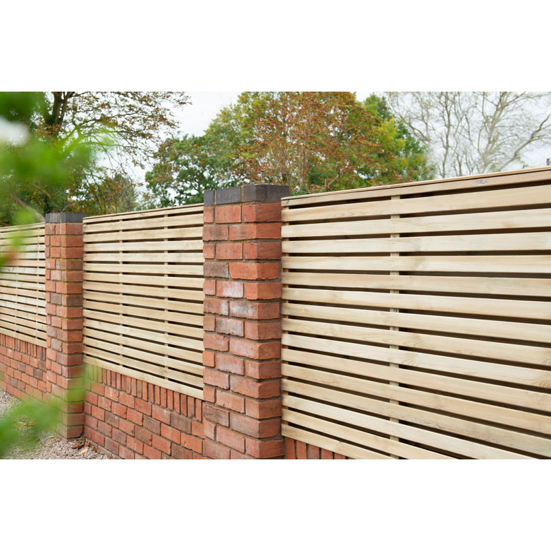 Forest Double Slatted Fence Panel, 120cm H x 180cm W x 4.50cm D