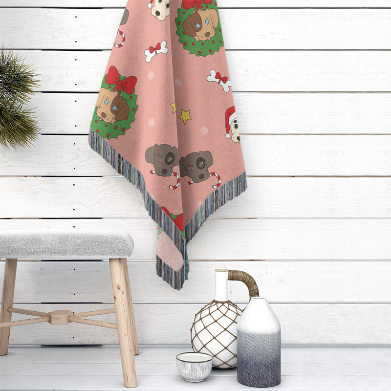 Hand Woven Throw Blanket, Red/Green/Gray, 80" W x 60" L
