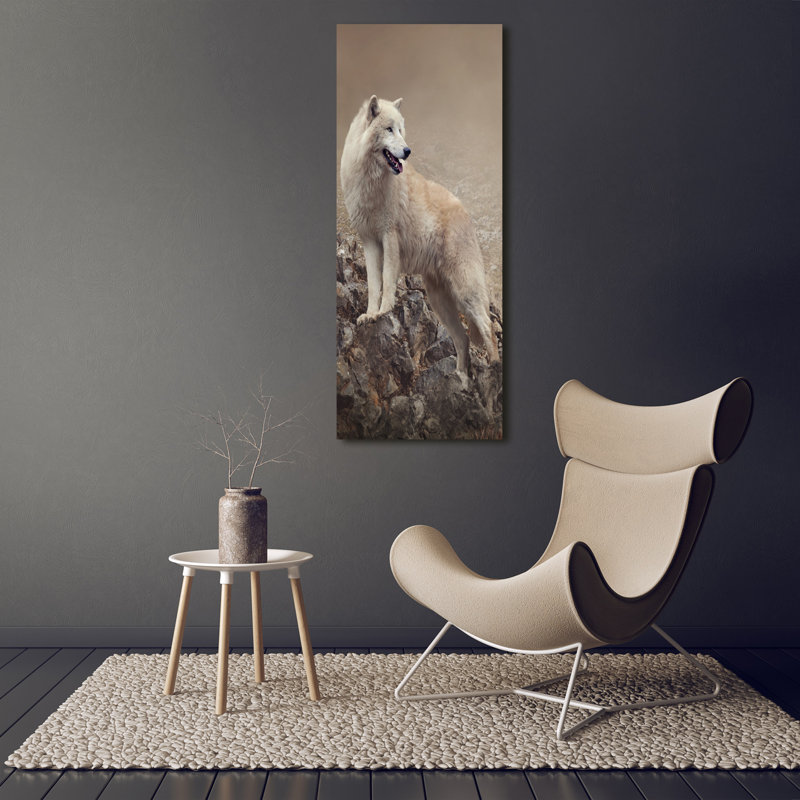 Wolf on the rock 1 Piece Wrapped Canvas Wall Art