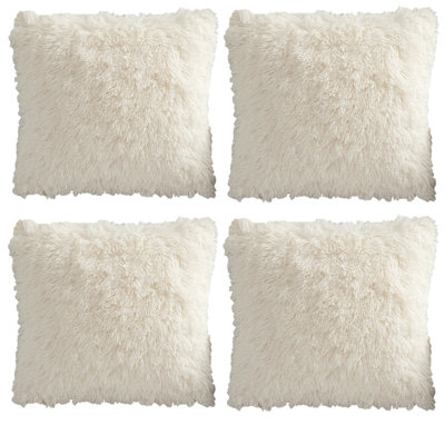 Ensemble de 4 coussins décoratifs en fausse fourrure II (inséré inclus)