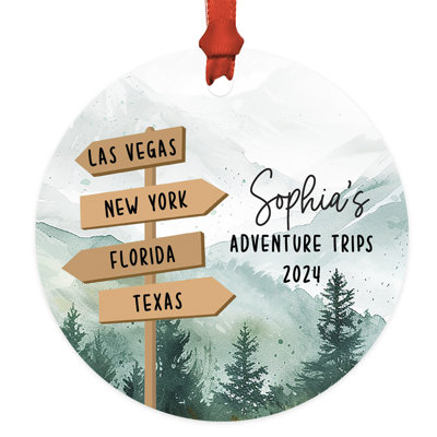 Custom Retirement Travel Ornament Personalized First Christmas Retired Metal Keepsake For Travel Lovers