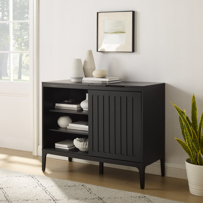 H Media Shelves, 34.63" H x 42.13" W x 18" D, Matte Black