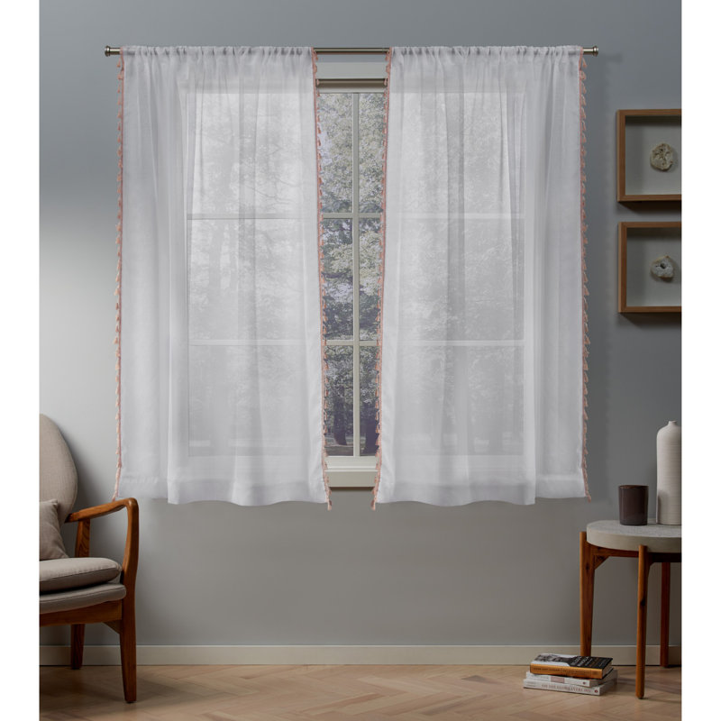 Hucksley Sheer Curtain Pair, 54" W x 84" L, Indigo