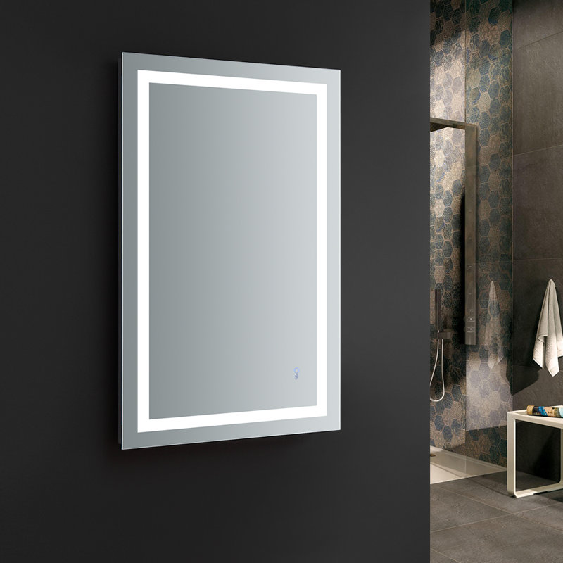 Sleek 48"x30" Transitional Frameless Vanity Mirror with LED & Defogger