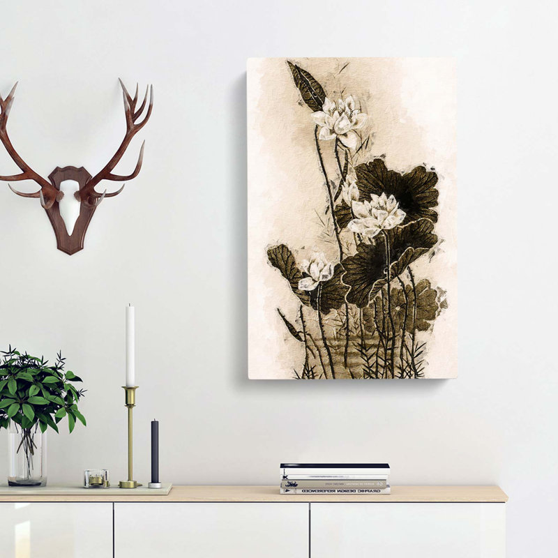 Lotus Flowers - Wrapped Canvas Painting, 50cm H x 35cm W x 3cm D