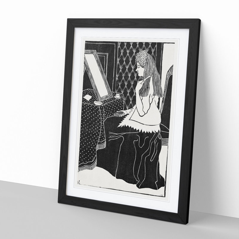 Woman at Dressing Table by Samuel De Mesquita - Picture Frame Painting, 48cm H x 36cm W x 2cm D, Black Framed