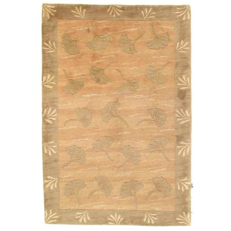 Canvello Tibetan Japanese Leaf Wool Rug - 4′1" × 6′1"