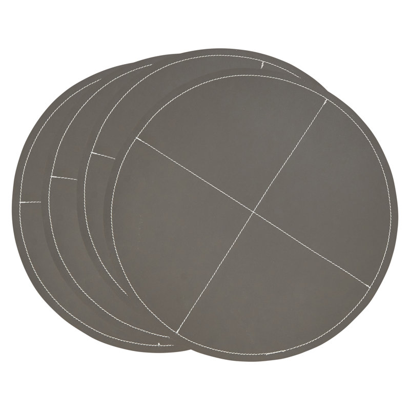 Calliope 100% Polyurethane No Pattern Round Placemat, Gray