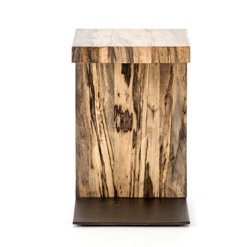 Hudson Solid Wood End Table, Gold Brush