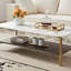 Table de salon - rectangulaire, dorée et blanche, en métal, spacieuse, facile à installer et à essuyer, fabrication en métal doré et blanc robuste, propre