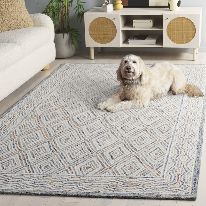 Conley Hand Tufted Wool Geometric Rug, Rectangle 5' x 8'