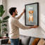 Dog with Label Minimalist - Framed Print-1823739178-1823739183