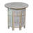 Accent Side Table, Mango Wood 18 Inch Round Top, Hand Carved Inlay Mandala Design, Washed White