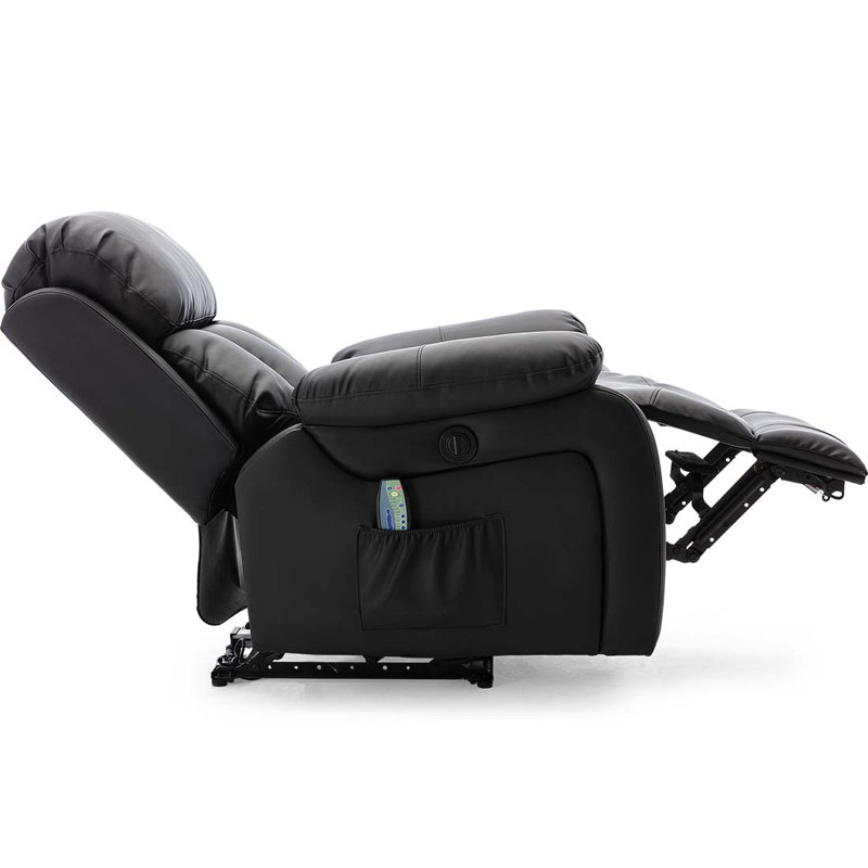 Faux Leather Heated Massage Chair, Electric, Black
