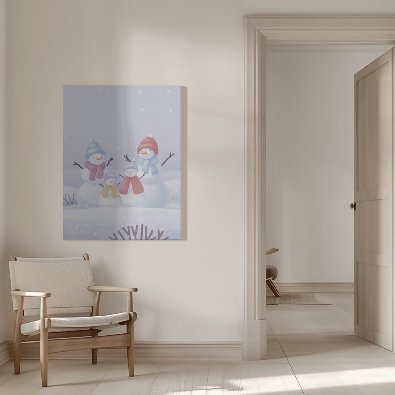 "Snowman Family", art mural sur toile tendue, H 16 po x l 12 po