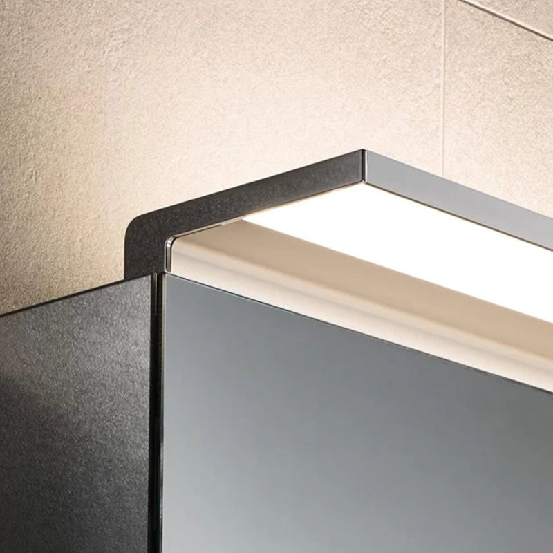 100mm W 74.2mm H Surface Frameless Medicine Cabinet Mirror 9 Adjustable
