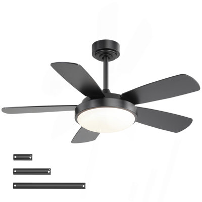 42 Inch Black Ceiling Fan With 22W LED Light And Remote Control MDF Blades Reversible DC Motor