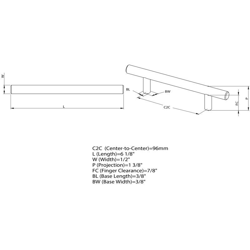 3 25/32" Center to Center Bar Pull Multipack, Brushed Satin Nickel