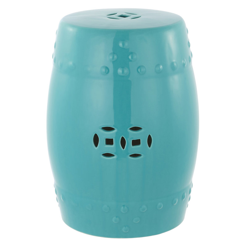 Tabouret de jardin en céramique Gagnon, Bleu pâle