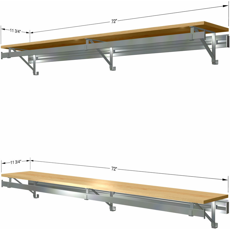 Système d'organisation avec barres à vêtements et deux tablettes, Érable, H 8,5 po x l 72 po x P 11,75 po