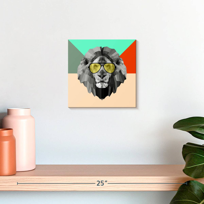 Brampt Party Lion In Glasses, 10" H x 10" W