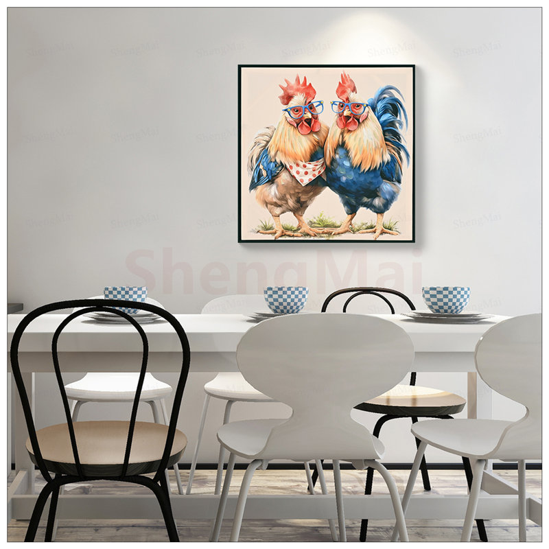 «Farmhouse Rooster Wall Art», photos de poulets rustiques pour décor de ferme champêtre, impressions sur toile encadrées pour différentes pièces