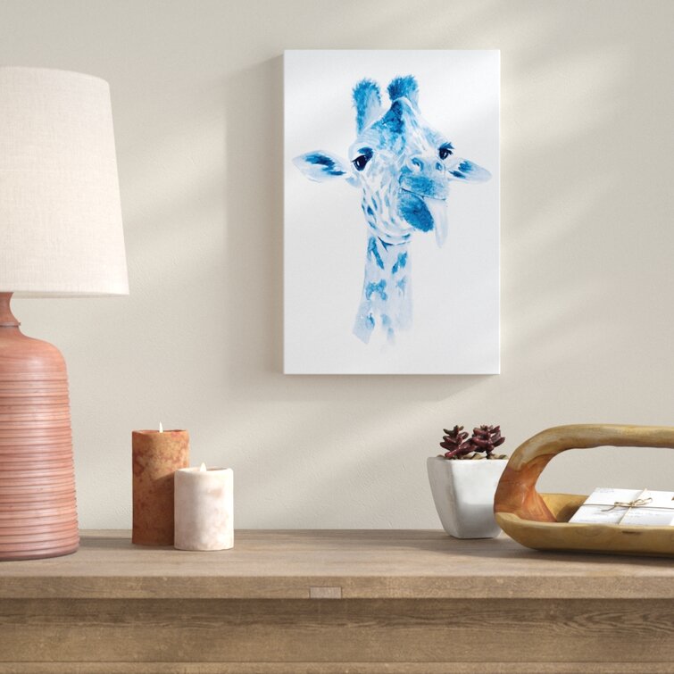 Bungalow Rose Sassy Blue Giraffe On Canvas Print