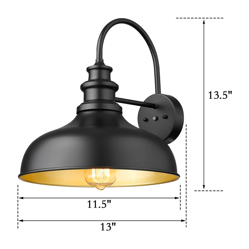 Dusk To Dawn Outdoor Barn Light Anti-Rust Outdoor Wall Sconce Farmhouse Exterior Lighting Fixture Wall Lantern Lamp For Porch,Garage(Black+Gold,1 Pack)