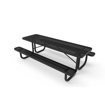 COATEDOUTDOORFURNITURE 8Ft Rect Picnic Table, Punched, Black
