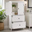 Armoire de rangement pour salle de bain, armoire avec deux portes et tiroirs, tablette réglable, panneau de fibres à densité moyenne, blanc-130459206-130459204