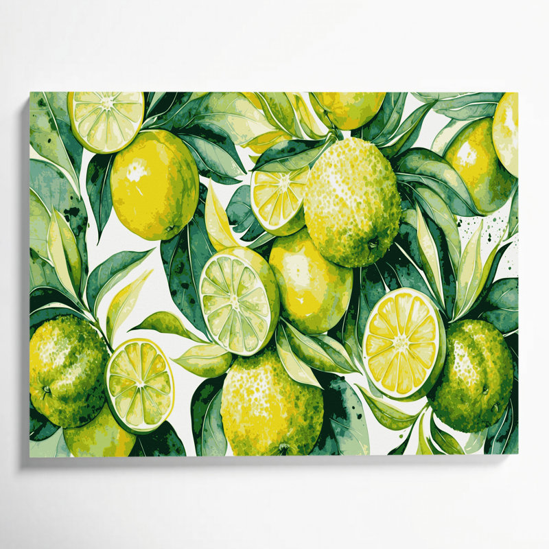 Art mural sur toile beige Fruit Sudachi, H 11 po x l 14 po