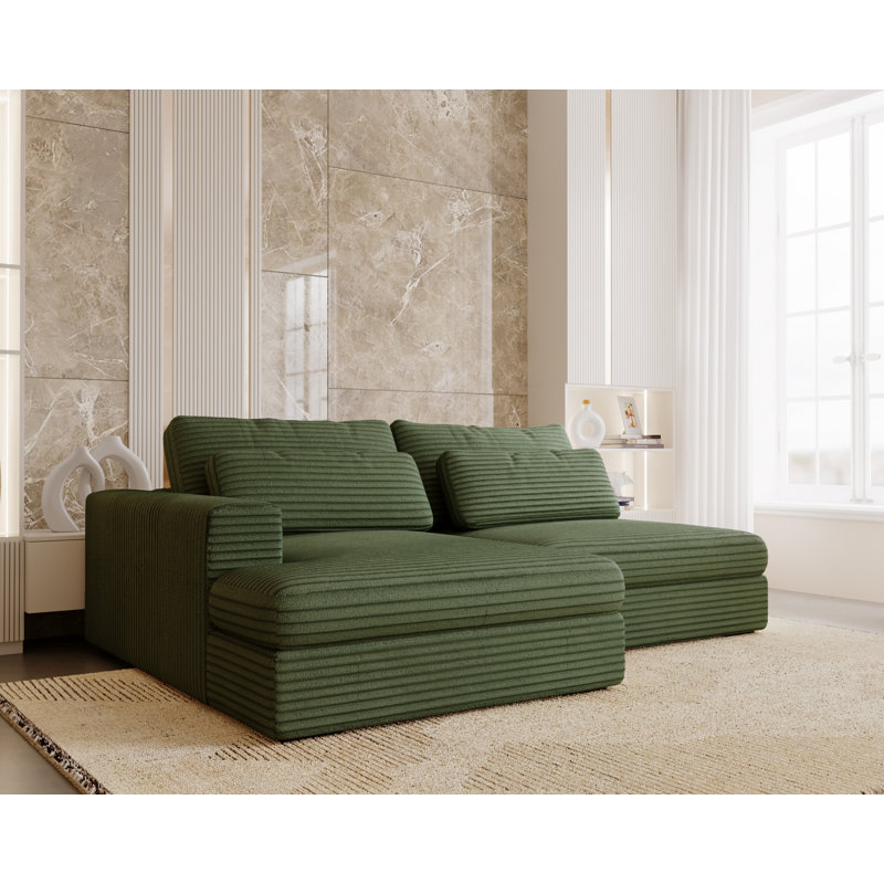 Teirra 2 Seater Sofa Bed, Right Hand Facing, Green