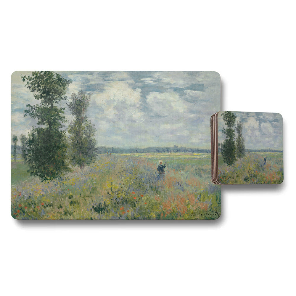 Impressionist Meadow Wildflower Field Placemat And Coaster Set