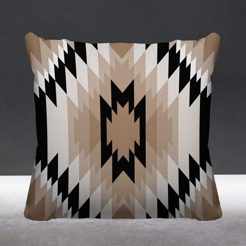 Coussin décoratif intérieur / extérieur Juan Southwestern, L 15 po x H 15 po, Beige