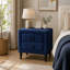Table de chevet rembourrée en velours bleu marine à 2 tiroirs, table de chevet moderne avec rangement, table de bout élégante, 20 po