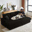 Canapé 3 places en velours côtelé de 213 cm avec coussins de dossier, 2 coussins décoratifs pour un confort optimal dans le salon, repose-pieds avec rangement et porte-gobelets, canapé à assise profonde et confortable