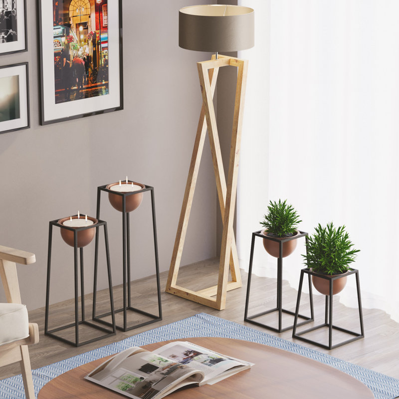 Élégant pot décoratif noir et cuivre, 4 tailles: 6,7 po x 11,8 po x 11,8 po, 6,7 po x 11,8 po x 15,7 po, 6,7 po x 11,8 po x 19,7 po, 6,7 po x 11,8 po x 23,6 po | 100% métal, poids léger à 9,2 lb | Parfait pour la décoration intérieure et les plantes d'intérieur