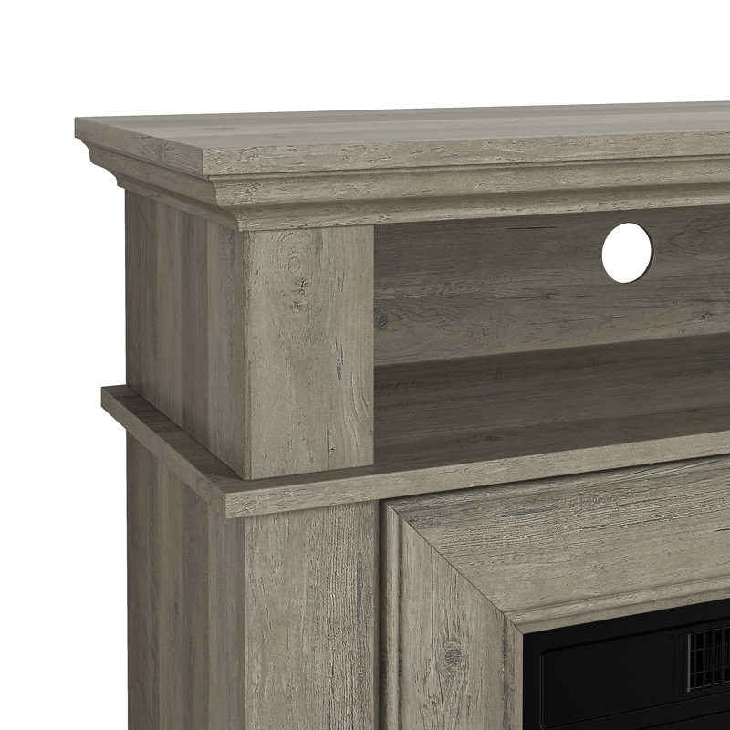 Meuble télé avec foyer électrique brun-gris Farmhouse, Bronze