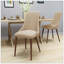 Ensemble de 2 chaises de salle à manger sans accoudoirs Mid-Century modernes en tissu, blé et noyer foncé