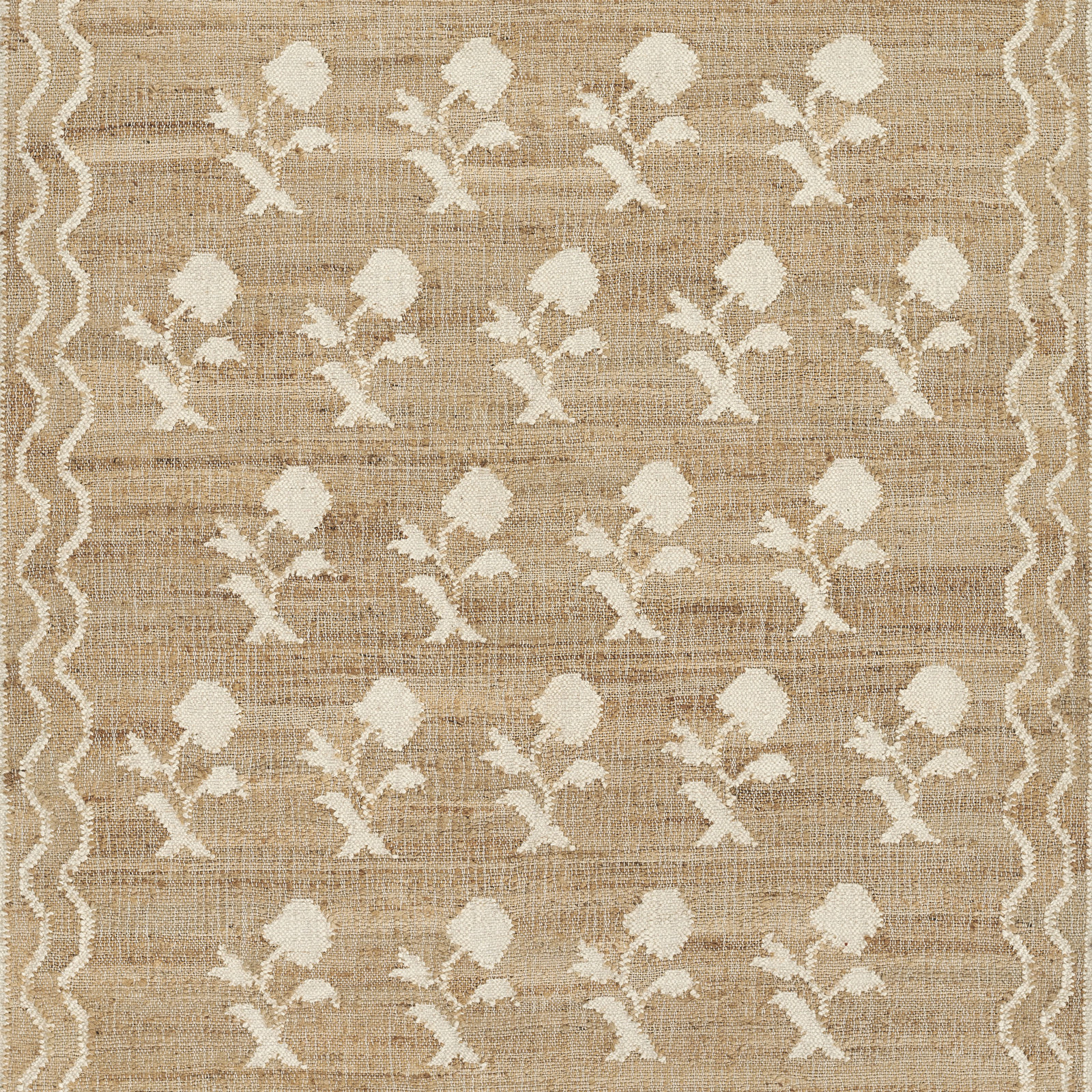 Erin Gates by Momeni Orchard Leaning Flower Jute and Wool Hand Woven Ivory Area Rug, Runner 2'3" x 8'