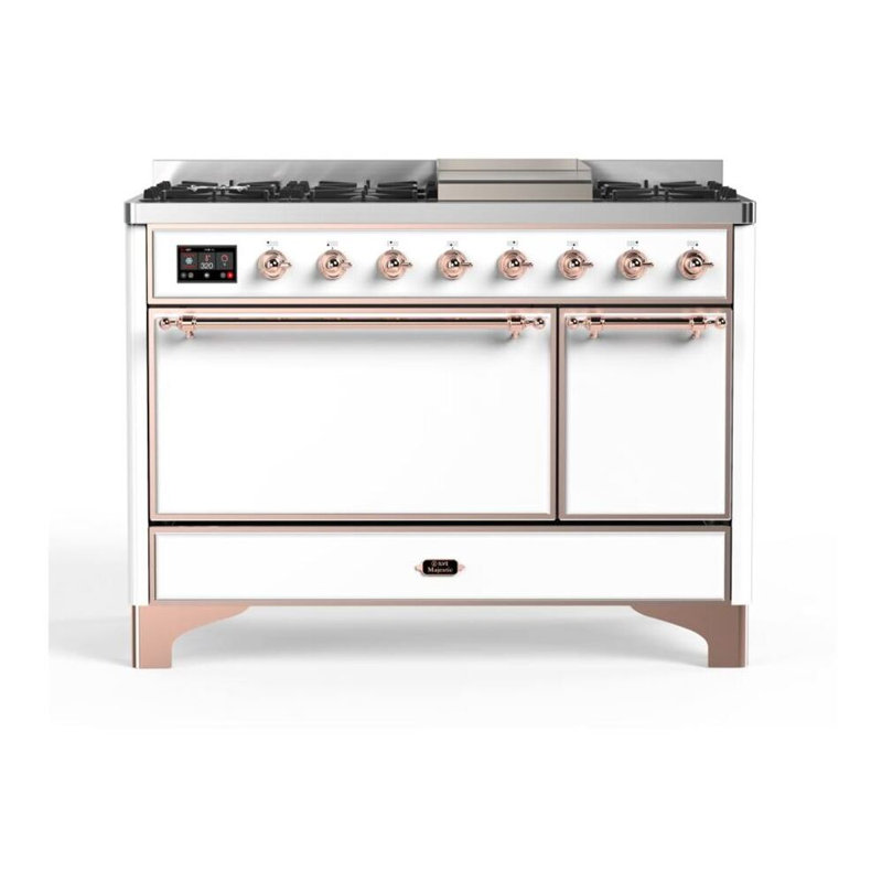 Majestic II 47.83" 5.02 Cu.Ft. Freestanding Dual Fuel with Griddle and Convection Oven, White/Copper, Liquid Propane