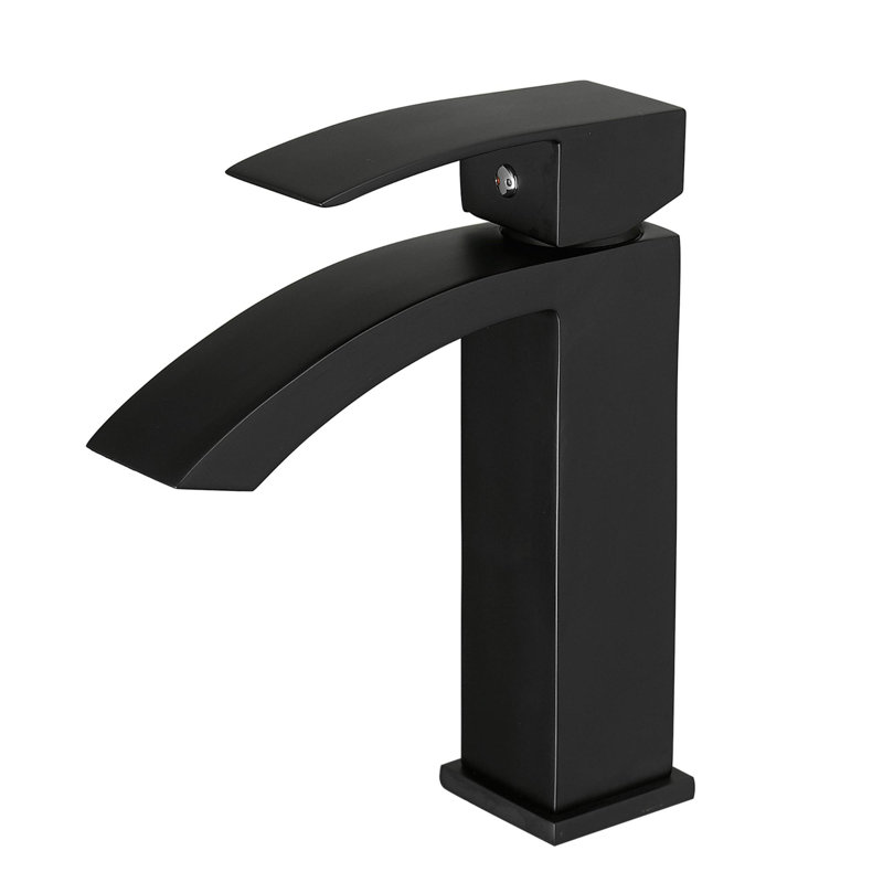 Robinet de lavabo de salle de bain à poignée simple en aluminium, Noir