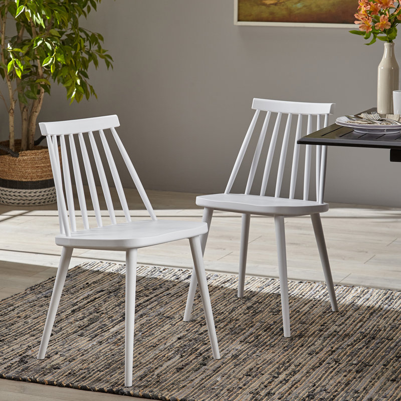 Chaise de salle à manger avec dossier à lattes, Blanc