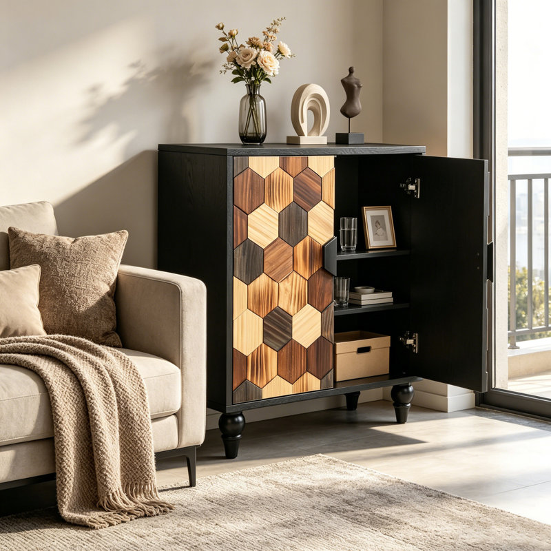 30.31" Sideboard With With Honeycomb Pattern