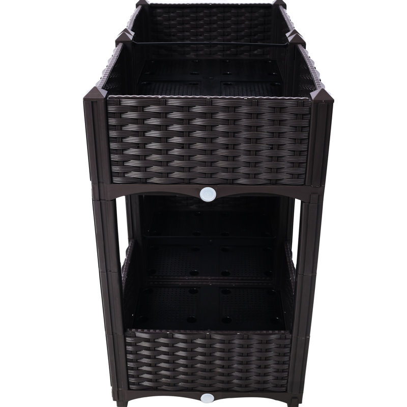 Jardinière surélevée pour le jardinage extérieur - 31,5 po x 15,7 po x 27,7 po, légumes en polypropylène brun drainant, fleurs, herbes, lits carrés avec légumes, jardin surélevé