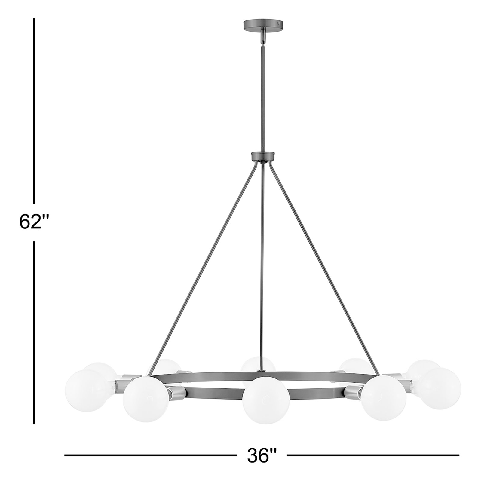 Carolee 10 - Light Metal Dimmable Chandelier, Black