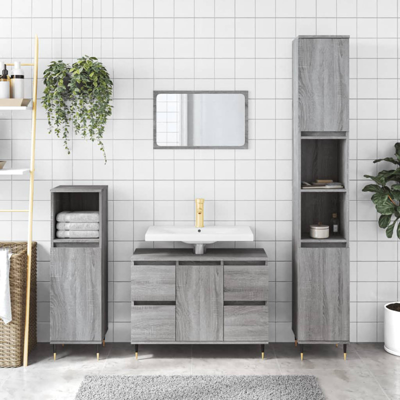 Markaila Floor Mounted Bathroom Cabinet, Grey Sonoma