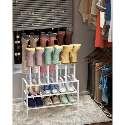 Étagère à chaussures blanche en bambou